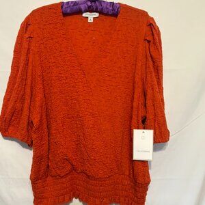 NWT! CALLIGRAPHIE ~Women Cotton Blend Orange Tunic/Shirt/Top~3/4 Sleeves ~Sz.XL